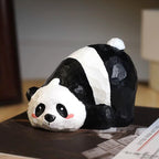 Japanese Style Panda Wooden Figurine, Hand Carved Cute Panda Ornament, Mini Desk Decor, Animal Sculpture, Gift for Panda Lovers