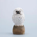 Handmade Minimalist Wooden Owl Figurine, Hand Carved Snowy Owl Sculpture, Nature Decor, Nordic Desk Ornament, Rustic Animal Wood Art Gift
