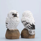 Handmade Minimalist Wooden Owl Figurine, Hand Carved Snowy Owl Sculpture, Nature Decor, Nordic Desk Ornament, Rustic Animal Wood Art Gift