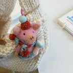 Cute Wool Felt Pig Keychain, Handmade Pig Bag Charm, Kawaii Animal Hanging Ornament, Felt Toy Pendant Gift, Lucky Pig Charm