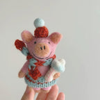 Cute Wool Felt Pig Keychain, Handmade Pig Bag Charm, Kawaii Animal Hanging Ornament, Felt Toy Pendant Gift, Lucky Pig Charm