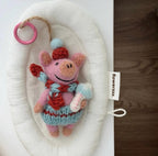 Cute Wool Felt Pig Keychain, Handmade Pig Bag Charm, Kawaii Animal Hanging Ornament, Felt Toy Pendant Gift, Lucky Pig Charm