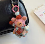 Cute Wool Felt Pig Keychain, Handmade Pig Bag Charm, Kawaii Animal Hanging Ornament, Felt Toy Pendant Gift, Lucky Pig Charm
