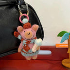 Cute Wool Felt Pig Keychain, Handmade Pig Bag Charm, Kawaii Animal Hanging Ornament, Felt Toy Pendant Gift, Lucky Pig Charm