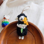 Cute Wool Felt Sheep Keychain, Handmade Lamb Bag Charm, Black Sheep Holding Flower Pendant, Kawaii Animal Hanging Ornament, Lucky Gift