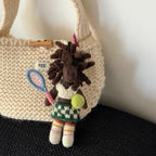 Cute Wool Felt Tennis Horse Keychain, Handmade Pony Bag Charm, Kawaii Animal Hanging Ornament, Sporty Horse Pendant Gift, Lucky Charm