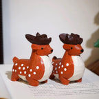 Japanese Style Wooden Fawn Figurine, Hand Carved Deer Ornament, Cute Animal Desk Decor, Linden Wood Sculpture, Lucky Woodland Gift