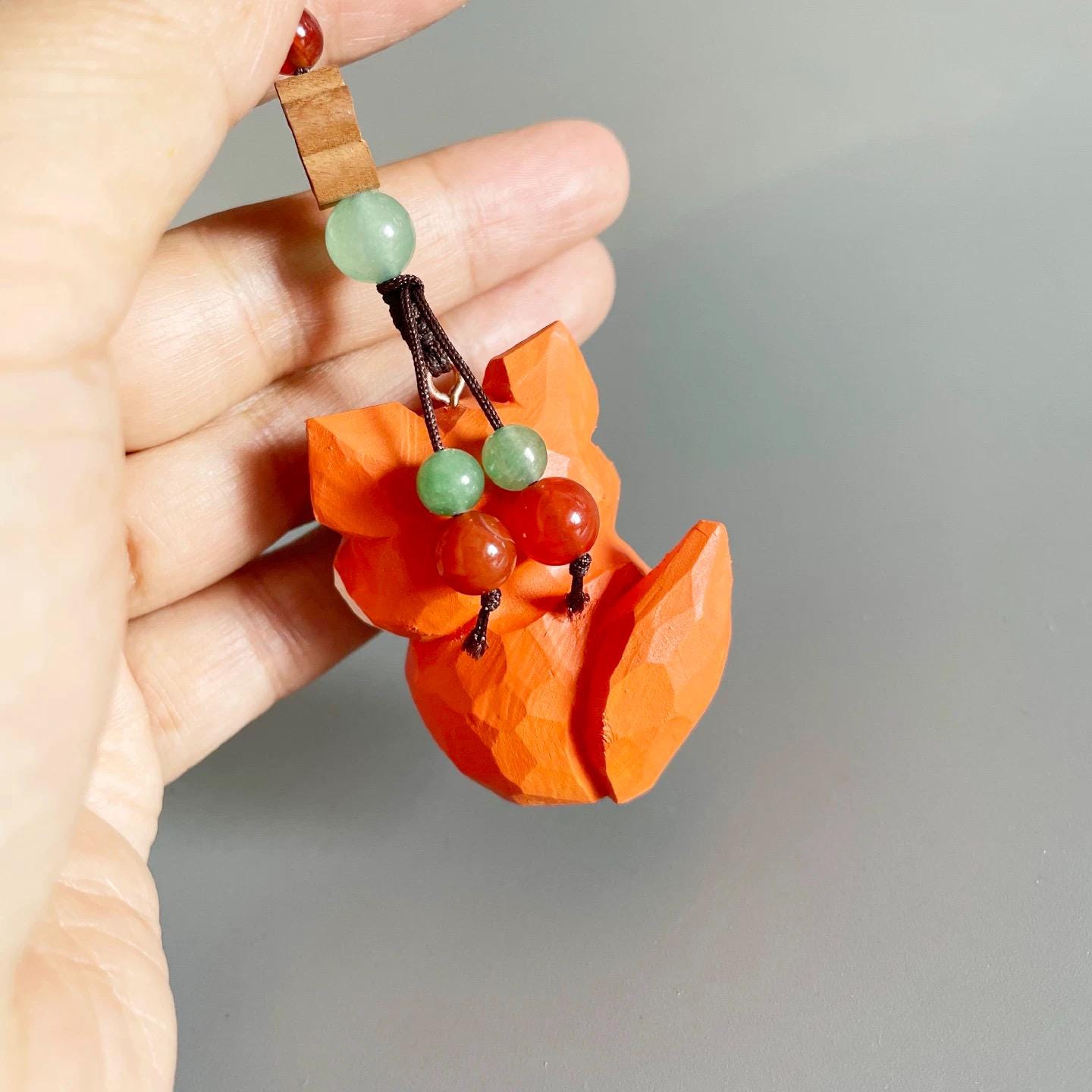 Japanese Style Wooden Little Prince Fox Pendant, Hand Carved Fox Keychain, Cute Fox Bag Charm, Lucky Hanging Ornament, Handmade Gift