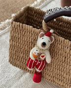 Japanese Style Wool Felt Bear Keychain, Handmade Vintage Bear Bag Charm, Cute Animal Hanging Ornament, Lucky Bear Pendant, Gift for Her