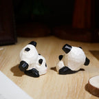 Japanese Style Wooden Upside-Down Panda Figurine, Hand Carved Panda Desk Decor, Cute Animal Sculpture, Linden Wood Ornament, Lucky Gift