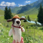 Japanese Style Travel Puppy Pendant, Handmade Wool Felt Dog Bag Charm, Cute Animal Hanging Ornament, Backpack Charm, Lucky Gift
