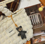 Handmade Wool Felt Scarf Bear Bag Charm, Cute Teddy Keychain Pendant, Animal Hanging Ornament, Backpack Charm, Kawaii Gift, Lucky Charm