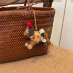 Nepal Handmade Wool Felt Polka Dot Dog Bag Charm, Cute Puppy Keychain Pendant, Animal Hanging Ornament, Backpack Charm, Lucky Gift