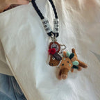 Nepal Handmade Wool Felt Polka Dot Dog Bag Charm, Cute Puppy Keychain Pendant, Animal Hanging Ornament, Backpack Charm, Lucky Gift
