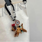 Nepal Handmade Wool Felt Polka Dot Dog Bag Charm, Cute Puppy Keychain Pendant, Animal Hanging Ornament, Backpack Charm, Lucky Gift