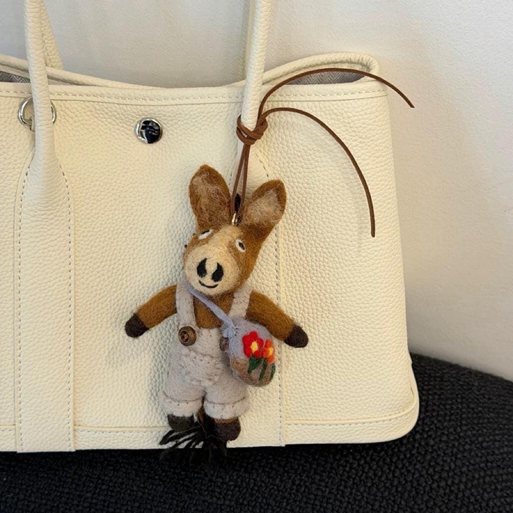 Handmade Wool Felt Pony Bag Charm, Backpack Pony Keychain Pendant, Cute Horse Hanging Ornament, Animal Backpack Charm, Lucky Gift