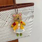Japanese Style Handmade Wool Felt Bear Pendant, Cute Bear Bag Charm, Animal Keychain, Backpack Hanging Ornament, Kawaii Gift, Lucky Charm