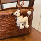 Japanese Style Poodle Pendant, Handmade Wool Felt Dog Keychain, Cute Poodle Bag Charm, Puppy Purse Pendant, Lucky Animal Gift