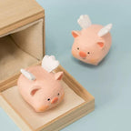 Japanese Style Hand Carved Flying Pig Wooden Figurine, Cute Pig Desk Decor, Handmade Wood Sculpture, Whimsical Home Decor, Gift for Friends