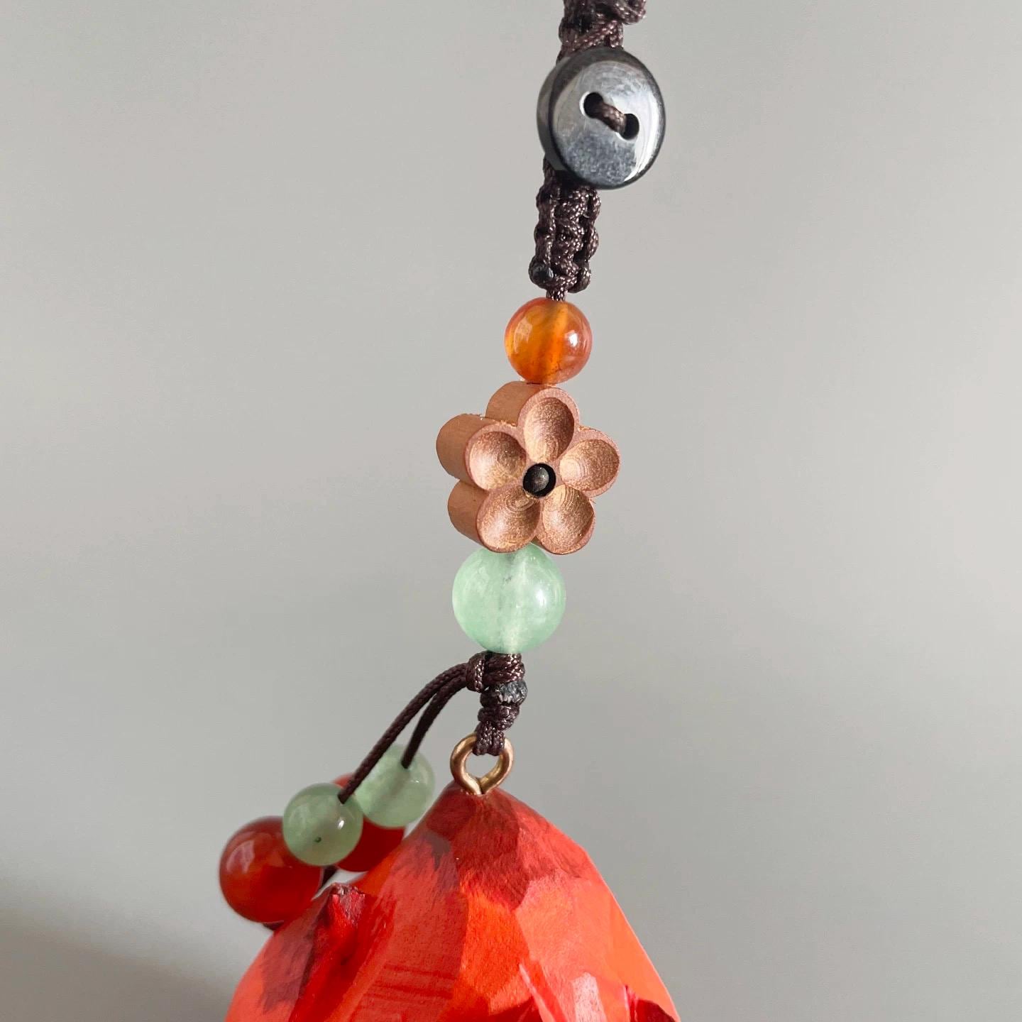Hand Carved Wooden Flame Keychain, Cute Fire Charm, Handmade Wooden Bag Charm, Backpack Pendant, Car Charm, Funny Gift for Friends