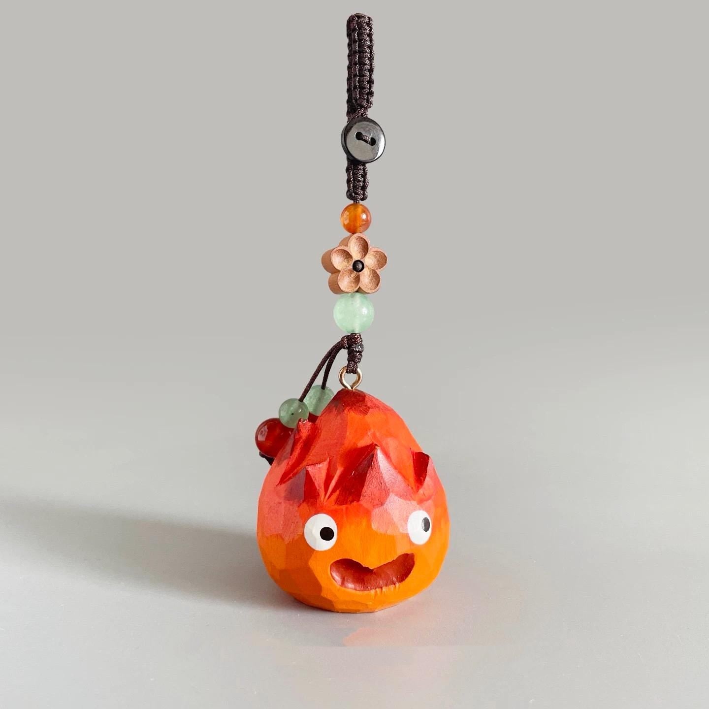 Hand Carved Wooden Flame Keychain, Cute Fire Charm, Handmade Wooden Bag Charm, Backpack Pendant, Car Charm, Funny Gift for Friends