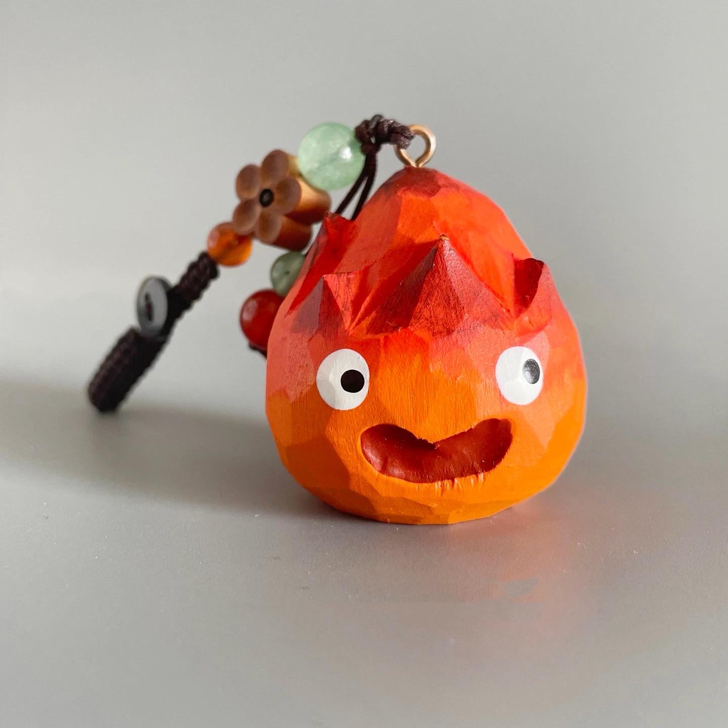 Hand Carved Wooden Flame Keychain, Cute Fire Charm, Handmade Wooden Bag Charm, Backpack Pendant, Car Charm, Funny Gift for Friends