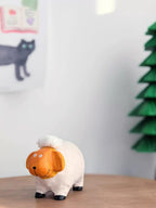 Hand Carved Wooden Sheep Figurine, Cute Lamb Desk Decor, Small Wood Animal Sculpture, Handmade Farm Animal Ornament, Cozy Home Gift
