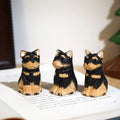Japanese Style Handmade Wooden Rottweiler Puppy Figurine, Cute Dog Desk Decor, Mini Wood Carved Animal Ornament, Small Pet Sculpture Gift