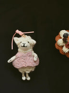 Handmade Felt Sheep Keychain, Cute Wool Lamb Bag Charm with Pink Sweater, Mini Animal Pendant Gift for Her