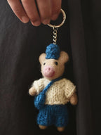 Japanese Style Handmade Wool Felt Pig Keychain, Cute Animal Bag Charm, Needle Felt Pig Pendant, Handmade Gift for Her