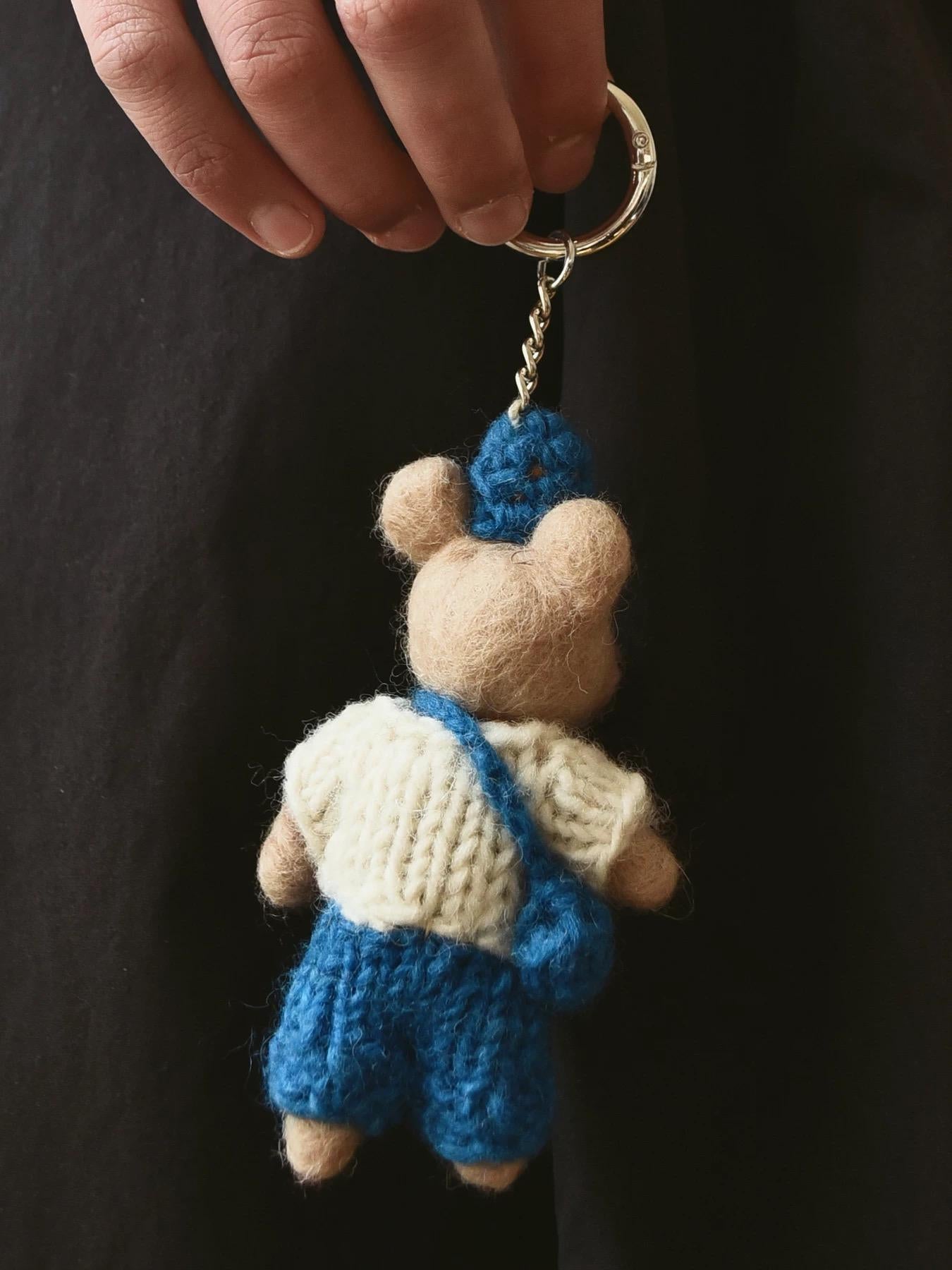 Japanese Style Handmade Wool Felt Pig Keychain, Cute Animal Bag Charm, Needle Felt Pig Pendant, Handmade Gift for Her