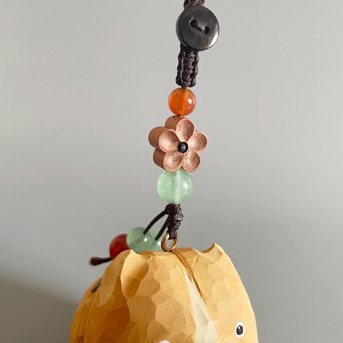 Hand Carved Wooden Bulldog Keychain, Cute Dog Bag Charm, Handmade Wood Animal Pendant, Car Mirror Hanging Decor, Gift for Dog Lovers