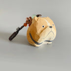 Hand Carved Wooden Bulldog Keychain, Cute Dog Bag Charm, Handmade Wood Animal Pendant, Car Mirror Hanging Decor, Gift for Dog Lovers