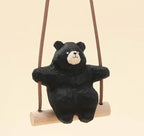 Hand-Carved Wooden Bear Swing Charm, Rolling eye Animal Car Hanging Ornament, Bag Keychain Pendant, Rustic Forest Decor Gift