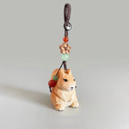 Japanese Hand Carved Wooden Squirrel Keychain, Cute Animal Bag Charm, Handmade Wood Carving Pendant, Car Hanging Ornament, Gift Idea