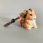 Japanese Hand Carved Wooden Squirrel Keychain, Cute Animal Bag Charm, Handmade Wood Carving Pendant, Car Hanging Ornament, Gift Idea
