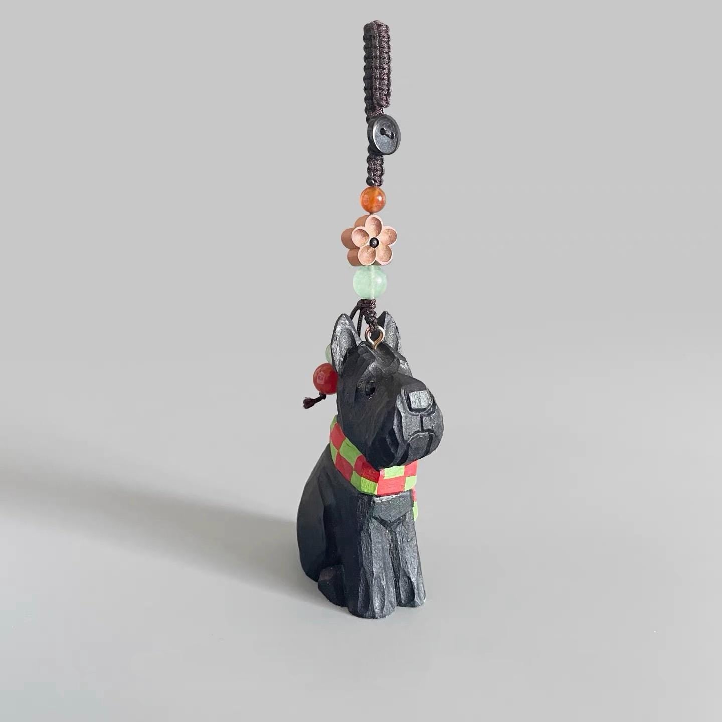 Japanese Style French Bulldog Wood Carving Keychain, Handmade Dog Charm, Cute Bulldog Bag Charm, Wooden Key Holder, Car Hanging Decor Gift