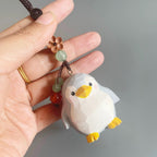 Japanese Style Penguin Wood Carving Keychain, Handmade Cute Animal Charm, Wooden Penguin Bag Charm, Car Hanging Decor, Gift for Her