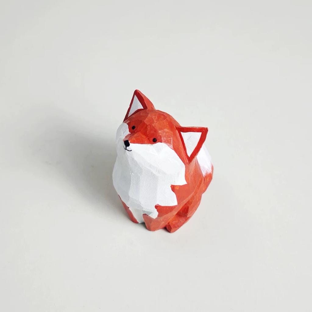 Hand Carved Wooden Fox Keychain, Minimalist Animal Bag Charm with Beaded Cord, Handmade Wood Fox Pendant for Backpack, Gift for Friends