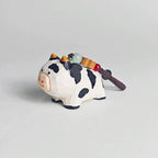 Japanese Style Cow Wood Carving Keychain, Handmade Cute Animal Charm, Wooden Bag Charm, Lucky Cow Ornament, Car Hanging Decor, Gift for Her
