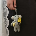Handmade Wool Felt Cute Elephant Keychain, Dressed Elephant Bag Charm, Cute Handmade Animal Pendant, Unique Gift