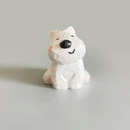 Hand Carved Wooden Westie Figurine – Minimalist White Puppy Sculpture, Handmade Desk Decor, Cute Animal Ornament, Gift for Dog Lovers, Art