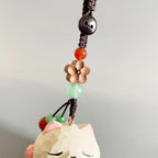 Japanese Handmade Wooden Cat Keychain, Cute Sleeping Cat Wood Carving Bag Charm, Kawaii Animal Pendant, Minimalist Pet Gift