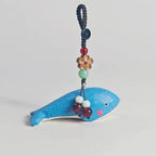 Japanese Handmade Wooden Blue Whale Keychain, Cute Whale Wood Carving Bag Charm, Kawaii Ocean Animal Pendant Key Chain, Gift for Her
