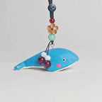 Japanese Handmade Wooden Blue Whale Keychain, Cute Whale Wood Carving Bag Charm, Kawaii Ocean Animal Pendant Key Chain, Gift for Her