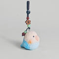 Japanese Handmade Wooden Blue Bird Keychain, Cute Bird Wood Carving Bag Charm, Kawaii Animal Pendant Key Chain, Lucky Gift for Her