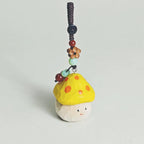 Hand Carved Wooden Mushroom Keychain, Cute Kawaii Mushroom Charm, Woodland Pendant, Healing Gift, Bag Charm Accessory
