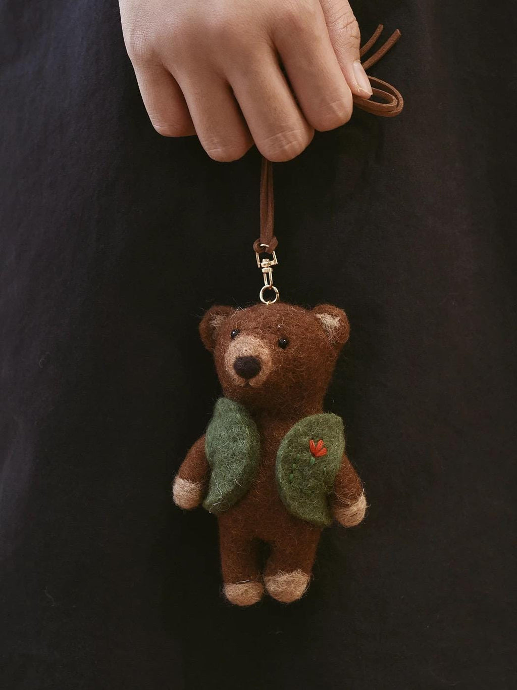 Handmade Felt Bear Keychain, Cute Teddy Bear Bag Charm with Vest or Sweater, Kawaii Animal Pendant, Cozy Gift for Her, Backpack Accessory