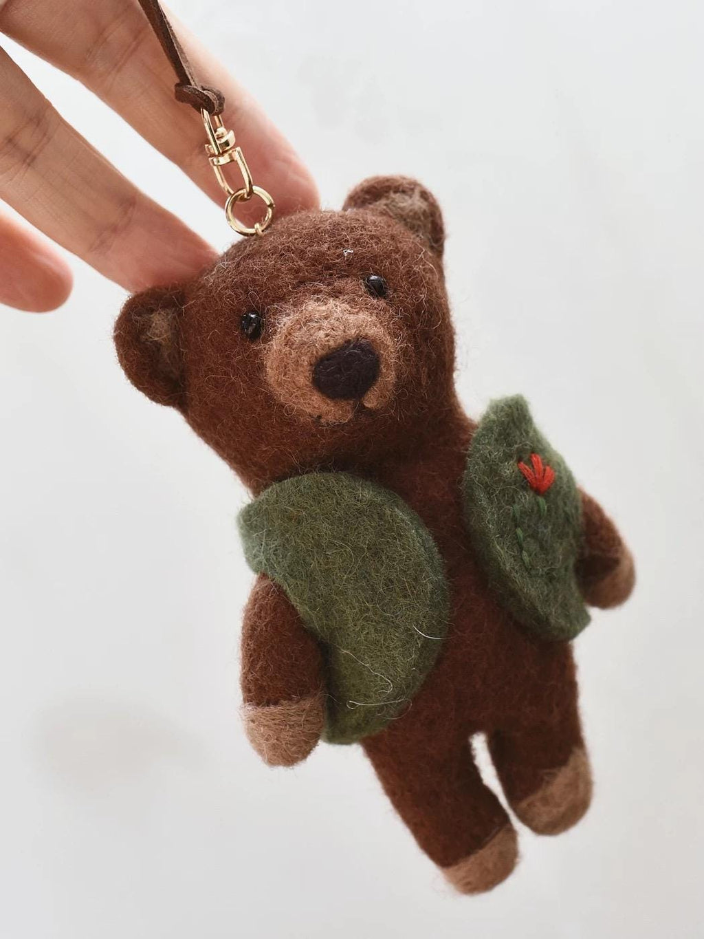 Handmade Felt Bear Keychain, Cute Teddy Bear Bag Charm with Vest or Sweater, Kawaii Animal Pendant, Cozy Gift for Her, Backpack Accessory