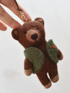 Handmade Felt Bear Keychain, Cute Teddy Bear Bag Charm with Vest or Sweater, Kawaii Animal Pendant, Cozy Gift for Her, Backpack Accessory